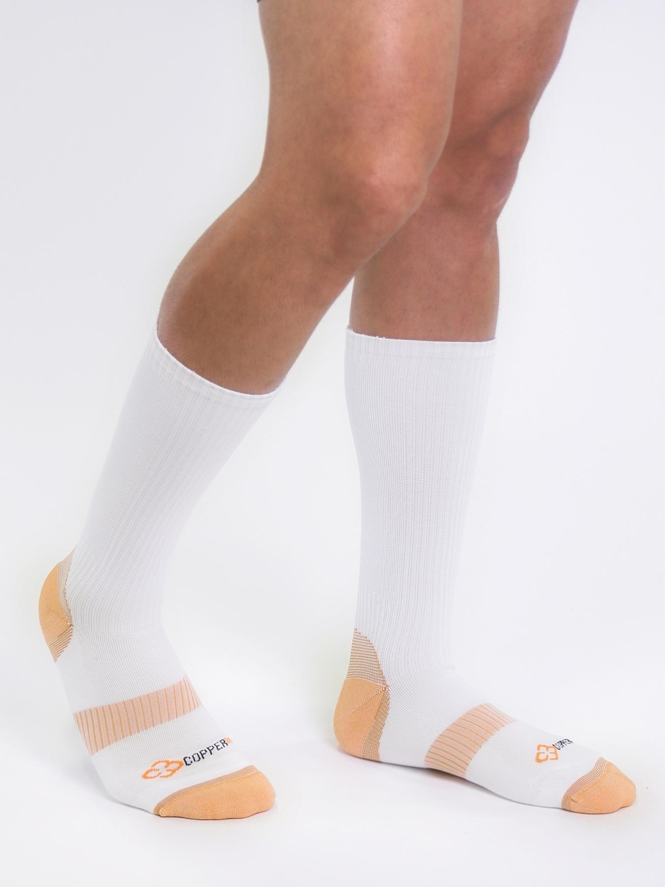 Copper Compression Mid Calf Socks (White) - Mens