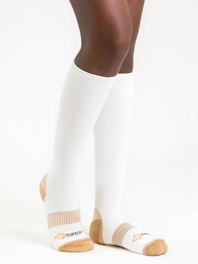 Copper Compression Knee Socks (White) - Ladies