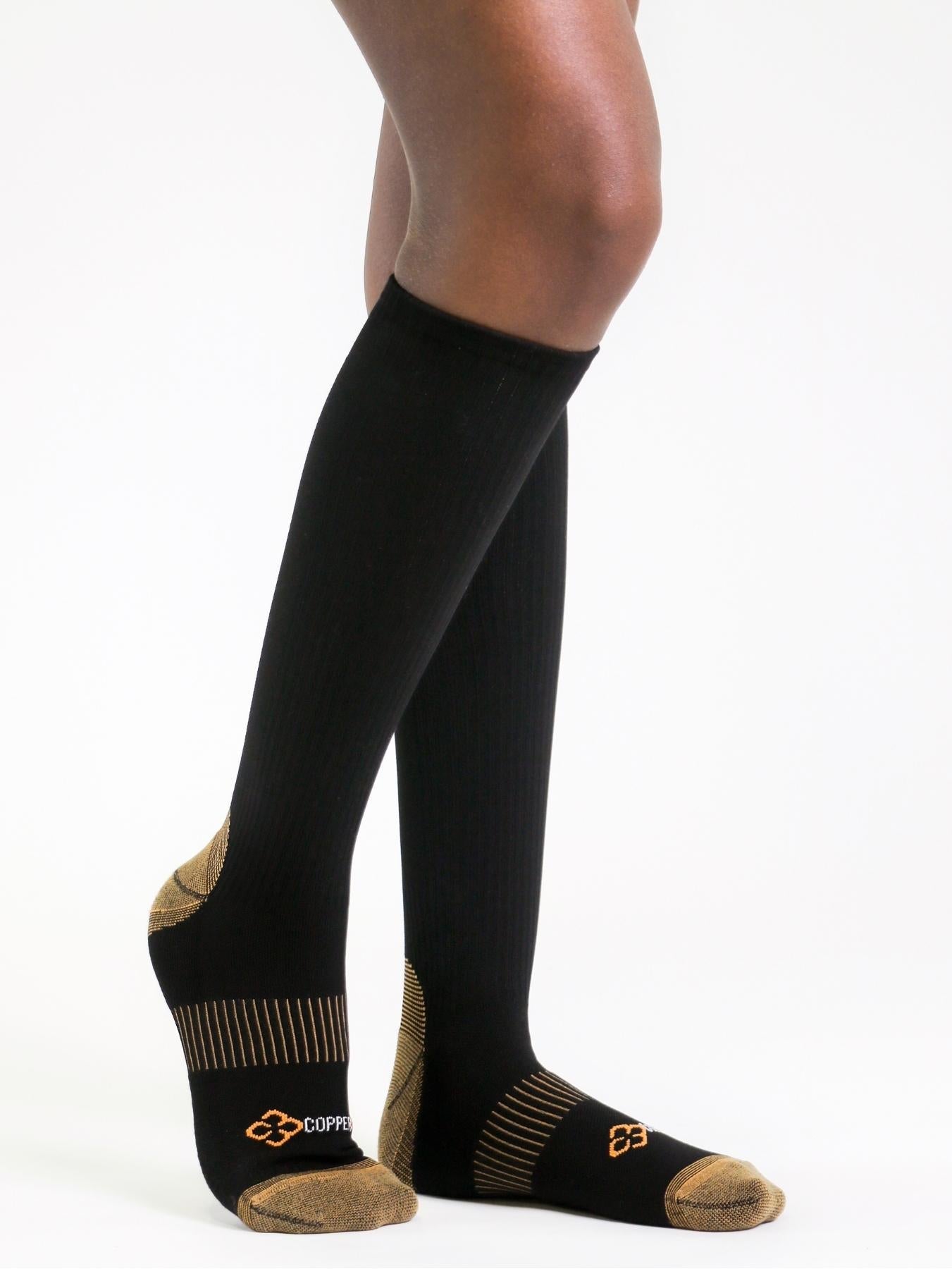 Copper Compression Knee Socks (Black) - Ladies