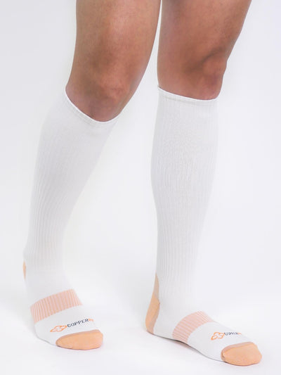 Copper Compression Knee Socks (White) - Mens