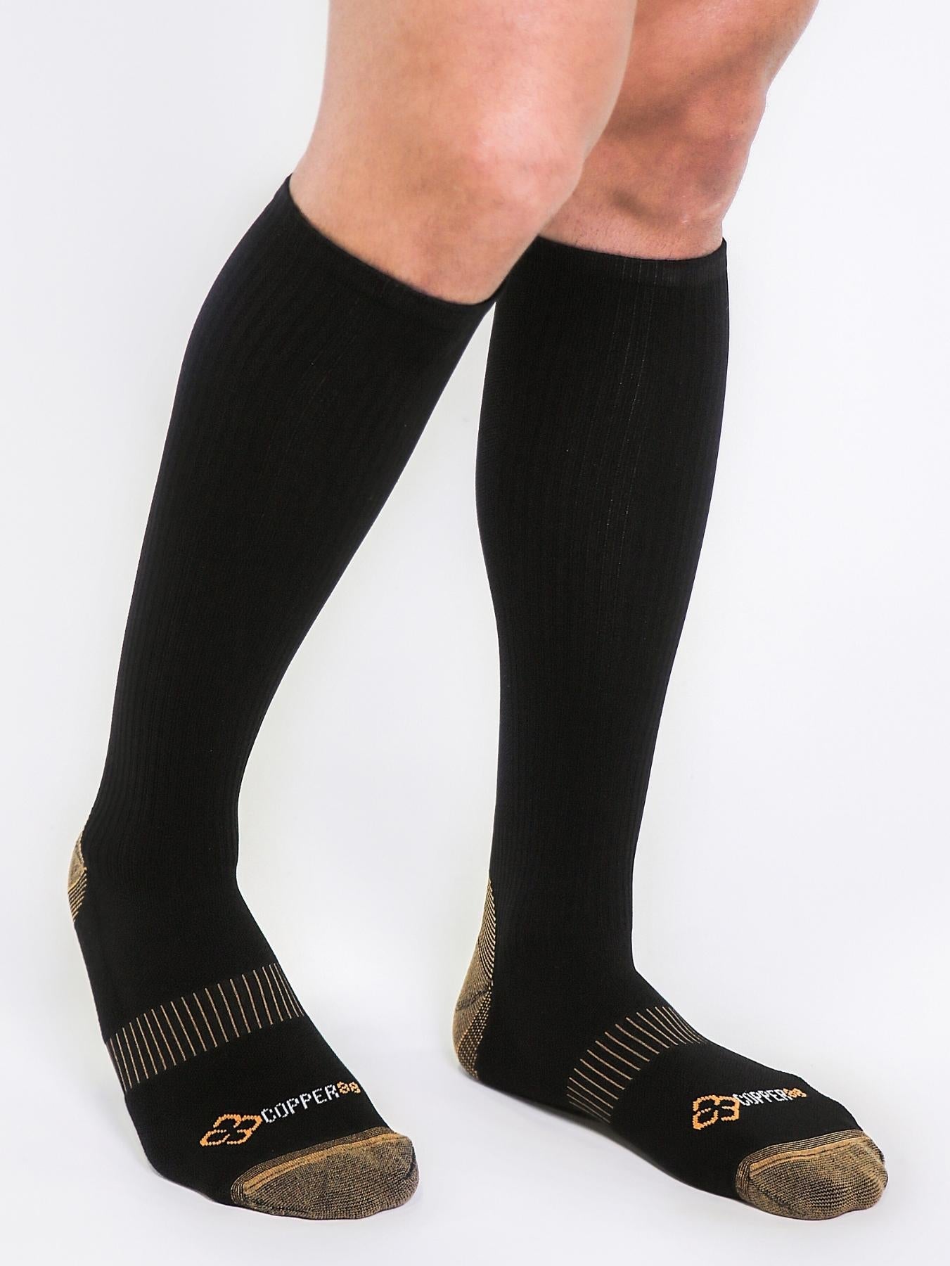 Copper Compression Knee Socks (Black) - Mens