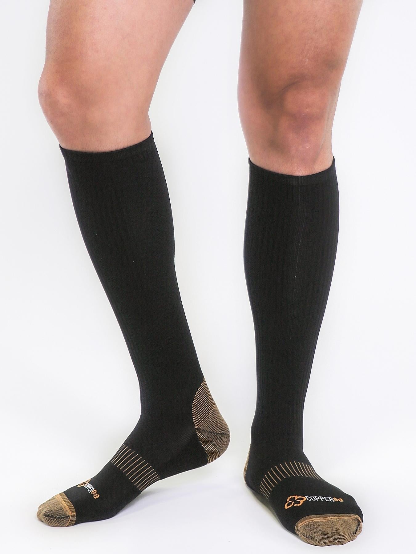 Copper Compression Knee Socks (Black) - Mens