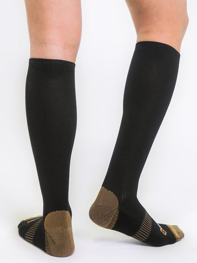 Copper Compression Knee Socks (Black) - Mens