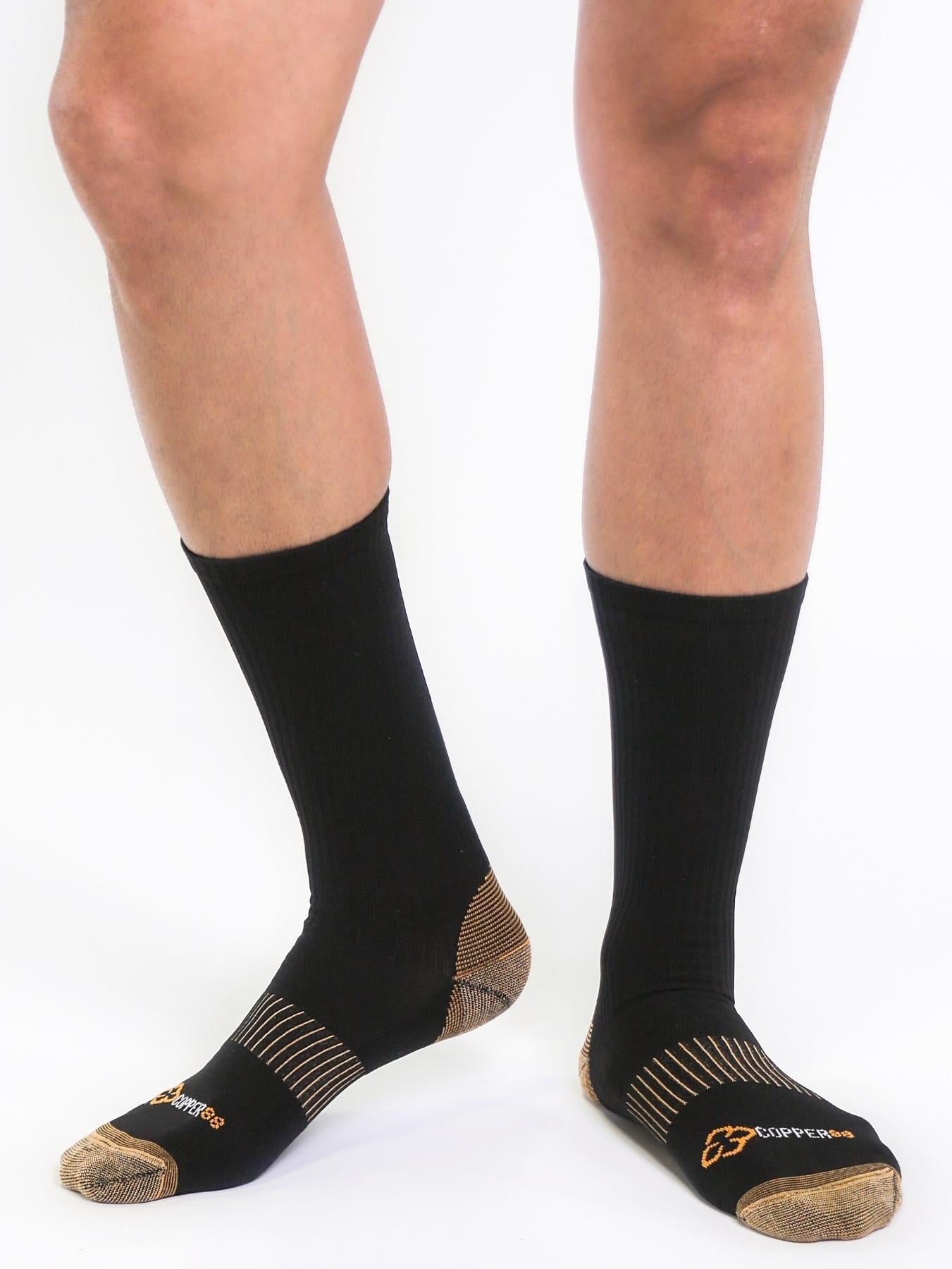 Copper Compression Mid Calf Socks (Black) - Mens