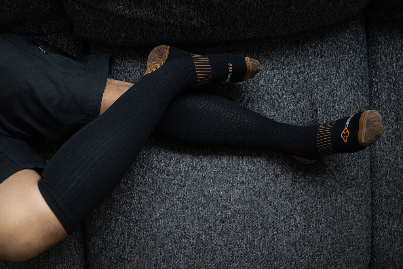 Copper Compression Knee Socks (Black) - Mens